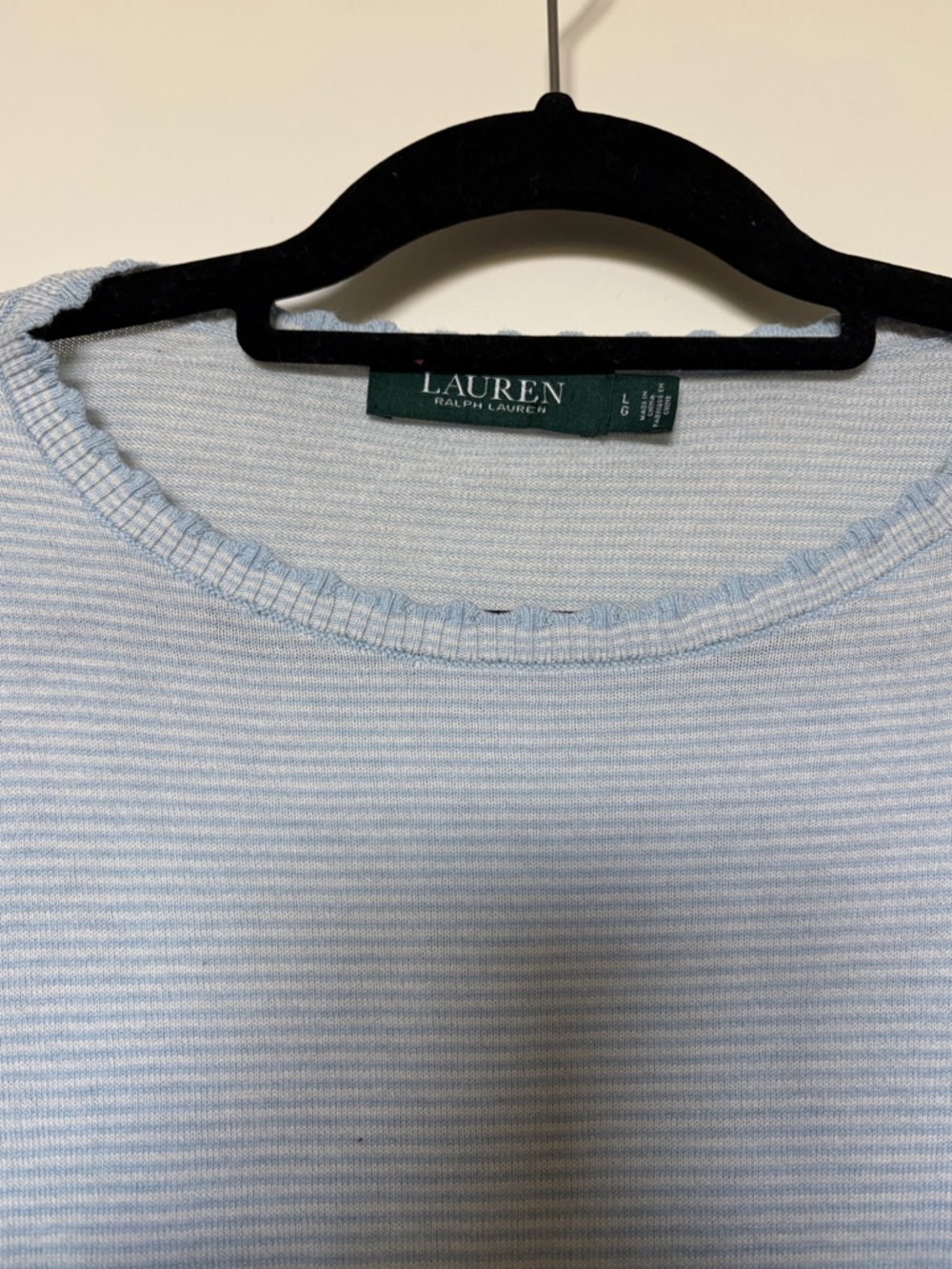 Lauren- Ralph Lauren Light Blue & White Striped Knit Tee - Picture 6 of 8